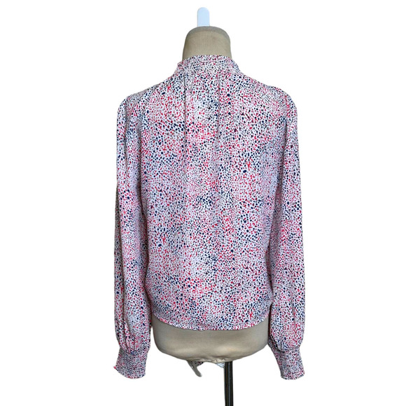 Rachel Zoe confetti print mock neck front tie blouse size XS - Picture 10 of 11